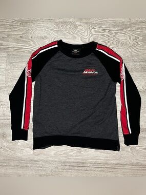 Harley-Davidson Kids Charcoal, Black & Red Long Sleeve Crew Sweatshirt